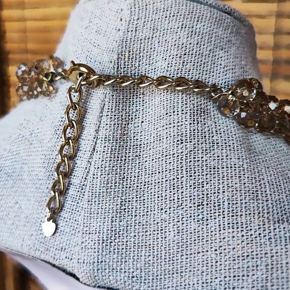 Faceted Glass Crystal Honey Color Gold Tone Cha Cha Necklace - Picture 4 of 6